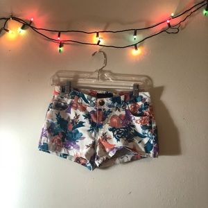 White floral shorts